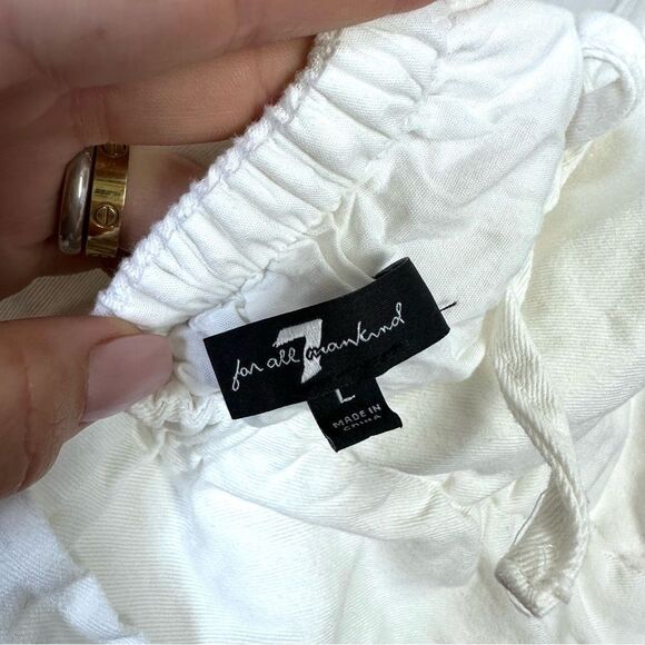 7 For All Mankind White Puff Sleeve Babydoll Dress Size L - Picture 9 of 11